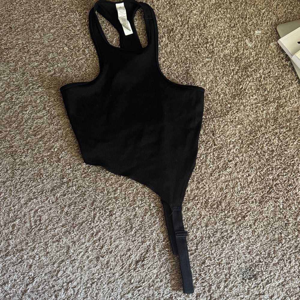 Alo Yoga Black Asymmetric Ribbed top